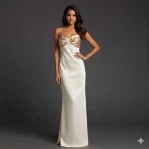 Chic Strapless Cream and Champagne Formal Gown